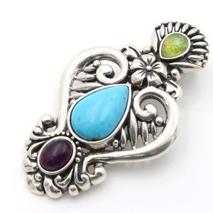 CAROLYN POLLACK RELIOS * Sterling Pendant Featuring A Teardrop Shaped Turquoise